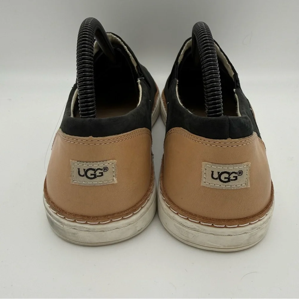 Women’s UGG Black Tan Suede Leather Adley Slip-On Loafer Casual Sneakers Size 10